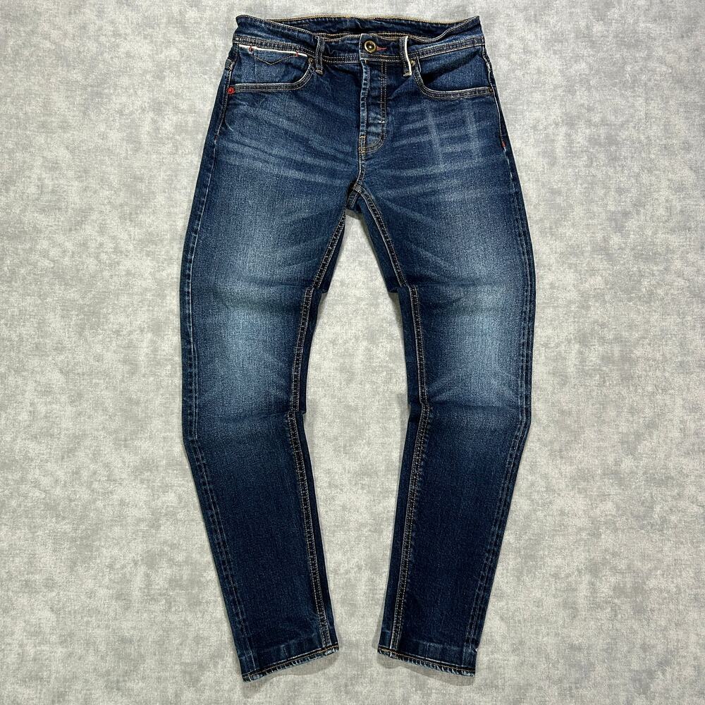 Chevignon Rider Super Slim Fit Selvedge Jeans Mens 28x30 Dark Indigo Wash
